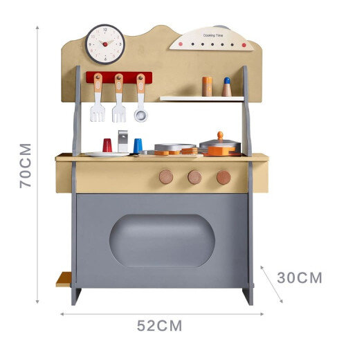 Medinė vaikiška virtuvėlė su priedais, 52x30x70 cm kaina ir informacija | Žaislai mergaitėms | pigu.lt