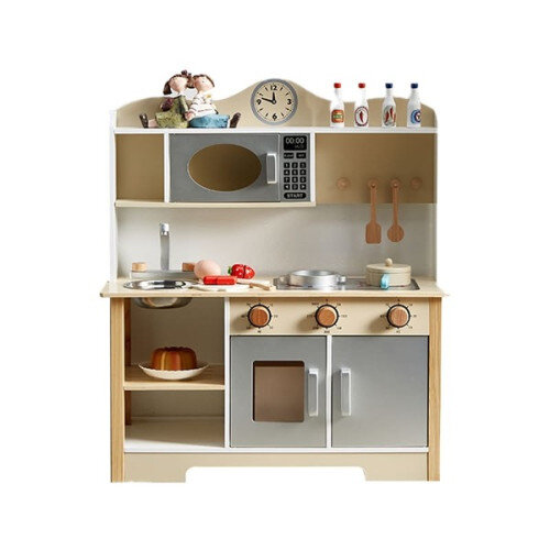 Medinė vaikiška virtuvėlė su priedais, 68x26x78 cm kaina ir informacija | Žaislai mergaitėms | pigu.lt