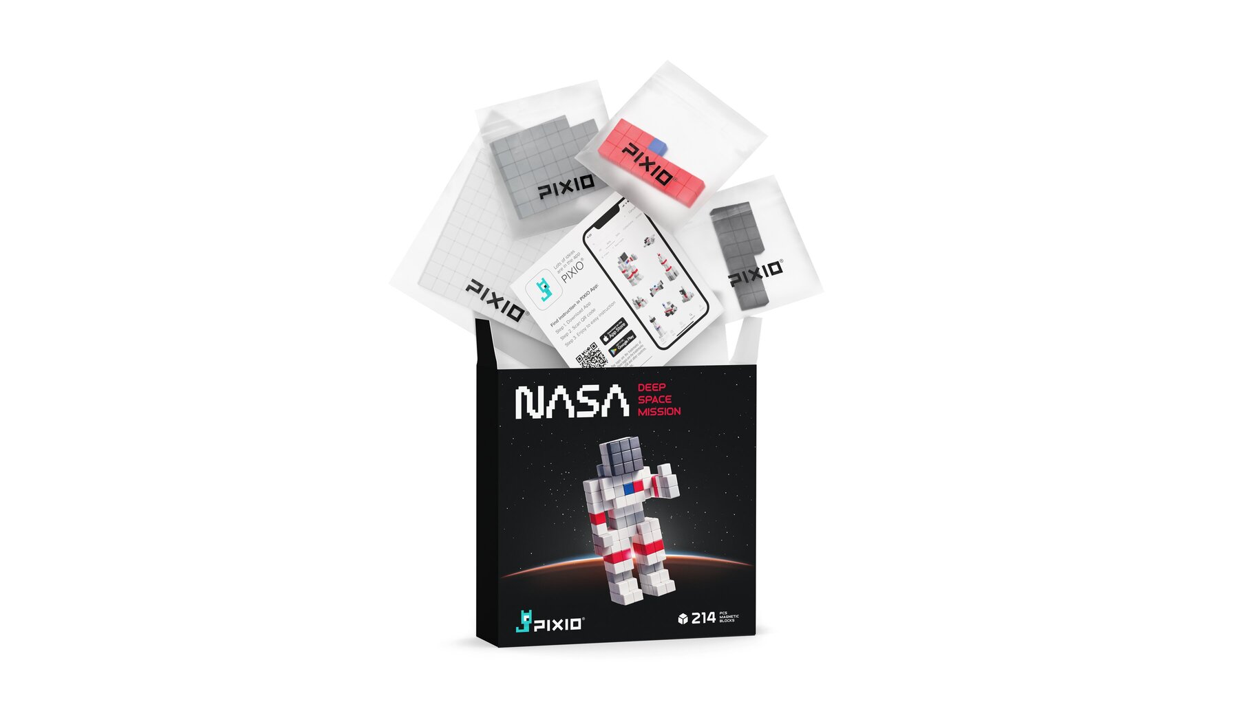 Magnetinių kaladėlių rinkinys Pixio NASA deep space mission, 214 d. цена и информация | Konstruktoriai ir kaladėlės | pigu.lt
