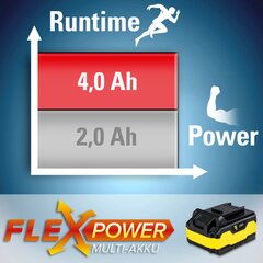 Papildomas akumuliatorius Flexpower 20V 4,0 Ah kaina ir informacija | Suktuvai, gręžtuvai | pigu.lt