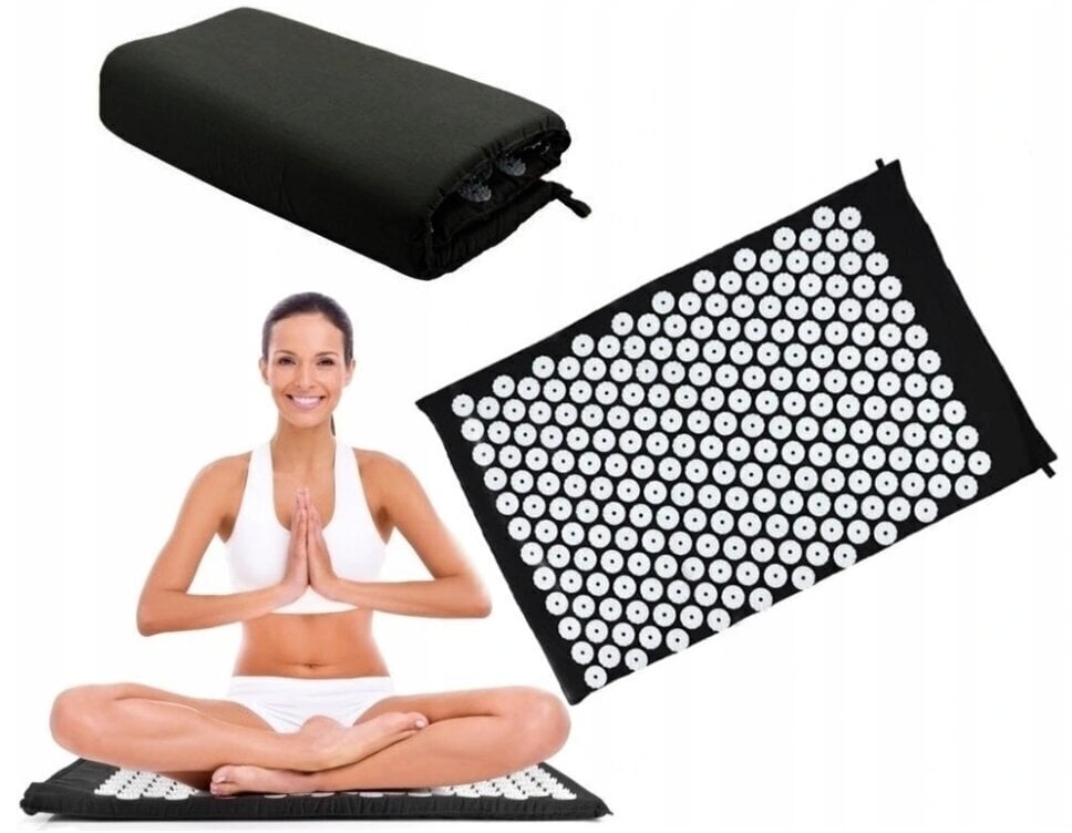 Akupunktūrinis masažinis kilimėlis su krepšiu Electronics LV, 40 х 65 cm, juodas цена и информация | Masažo reikmenys | pigu.lt