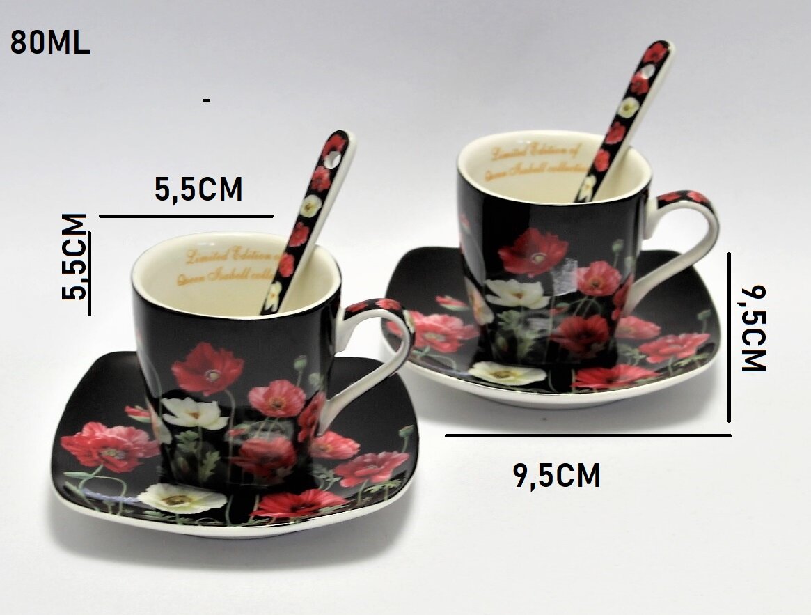 Carmani puodelių su lėkštutėmis rinkinys, 4 vnt. kaina ir informacija | Taurės, puodeliai, ąsočiai | pigu.lt