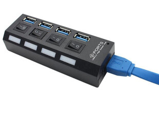 USB-разветвитель с переключателями 4X, USB 3.0 цена и информация | Адаптеры, USB-разветвители | pigu.lt