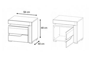 Spintelė prie lovos Liveo Irma IM18, dešininė, su led apšvietimu, balta/juoda цена и информация | Прикроватные тумбочки | pigu.lt