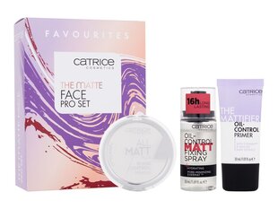 Dekoratyvinės kosmetikos rinkinys Catrice The Matte moterims: makiažo bazė, 30 ml + kompaktinė pudra, 10 g + fiksuojantis purškiklis, 50 ml kaina ir informacija | Makiažo pagrindai, pudros | pigu.lt