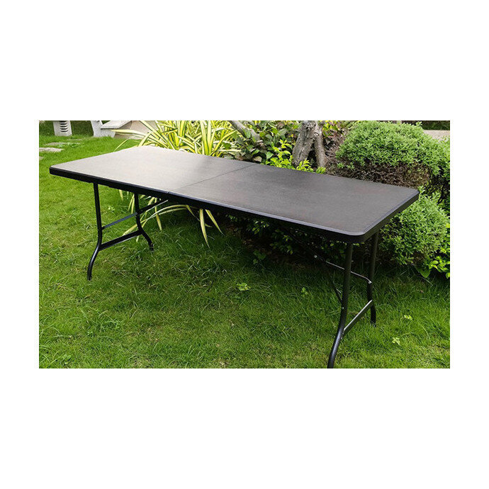 Sulankstomas stalas 150 cm, Juodas kaina ir informacija | Lauko stalai, staliukai | pigu.lt
