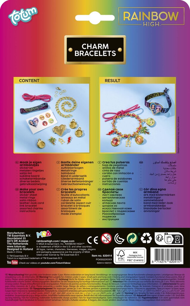Kūrybinis papuošalų gamybos rinkinys Totum Rainbow High 620414 kaina ir informacija | Žaislai mergaitėms | pigu.lt
