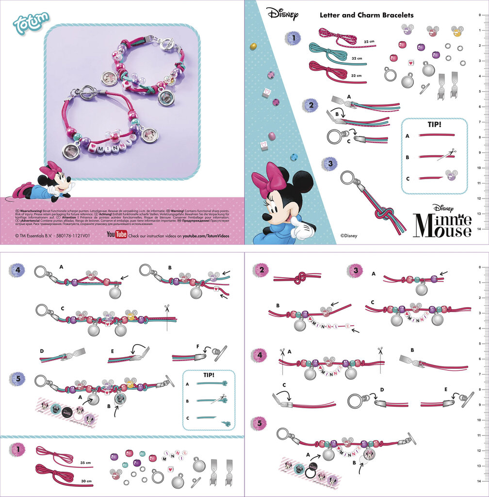 Kūrybinis papuošalų gamybos rinkinys Totum Minnie Mouse 580176 цена и информация | Žaislai mergaitėms | pigu.lt