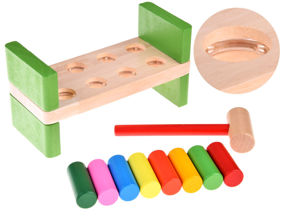 Lavinamasis žaislas su plaktuku, medinis kaina ir informacija | Lavinamieji žaislai | pigu.lt
