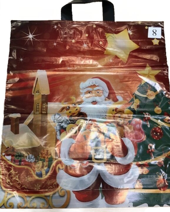 Kalėdiniai polietileno pirkinių maišeliai su rankena, 38x43 cm, 50 vnt цена и информация | Pirkinių krepšiai | pigu.lt