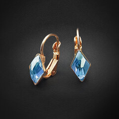 Auskarai moterims DiamondSky „Crystal Rhombus IV (Aquamarine Blue)“ su Swarovski kristalais kaina ir informacija | Auskarai | pigu.lt