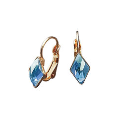 Auskarai moterims DiamondSky „Crystal Rhombus IV (Aquamarine Blue)“ su Swarovski kristalais kaina ir informacija | Auskarai | pigu.lt