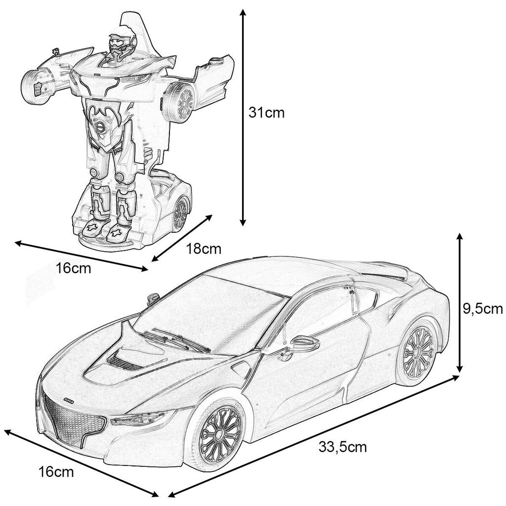 Nuotoliniu būdu valdomas transformeris automobilis robotas Costway, geltonas kaina ir informacija | Žaislai berniukams | pigu.lt