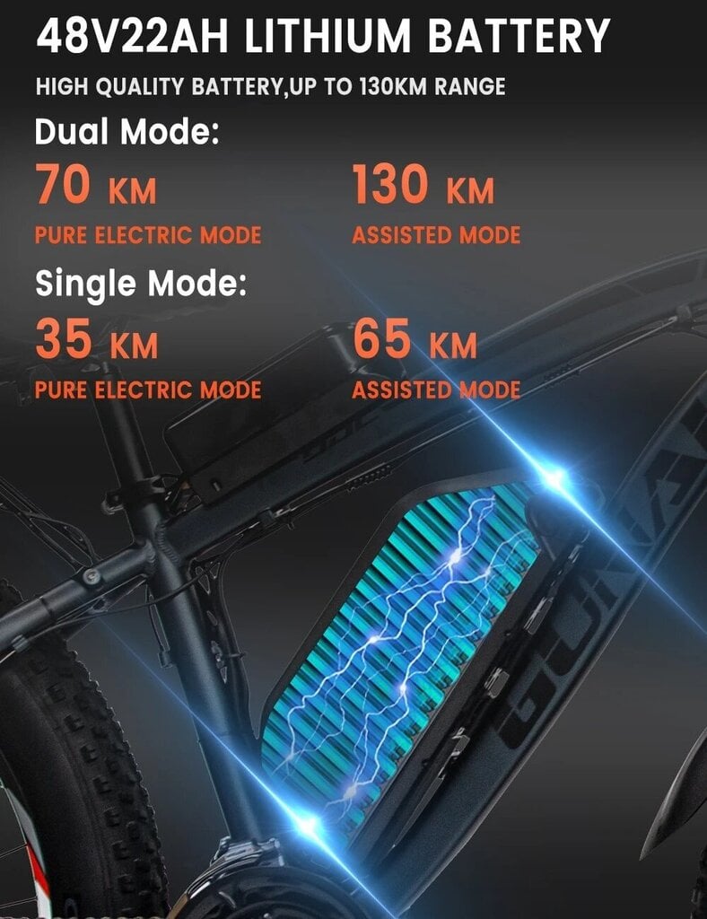 Elektrinis dviratis Gunai GN88, juodas kaina ir informacija | Elektriniai dviračiai | pigu.lt