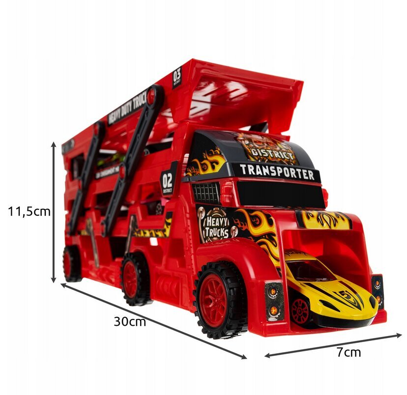 Sunkvežimis vilkikas su automobiliais, raudonas kaina ir informacija | Žaislai berniukams | pigu.lt