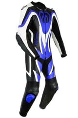 Цельный кожаный мотокомбинезон (Чёрно-бело-синий) цена и информация | Мотоциклетные куртки | pigu.lt