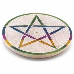 Muilo akmens diskinis smilkalų laikiklis Pentagrama, 8cm цена и информация | Ароматы для дома | pigu.lt