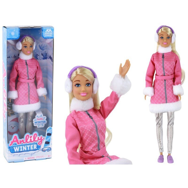 Lėlė Anlily su rožiniu paltuku Lean Toys цена и информация | Žaislai mergaitėms | pigu.lt