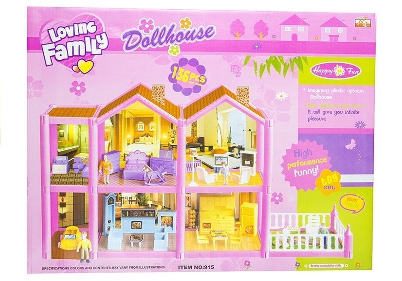 Lėlių namas su priedais ir baldais Doll House kaina ir informacija | Žaislai mergaitėms | pigu.lt