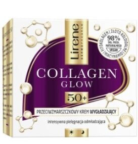 Glotninantis veido kremas nuo raukšlių Lirene Collagen Glow 50+, 50 ml цена и информация | Veido kremai | pigu.lt