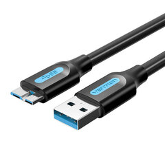 USB 3.0 A male to Micro-B male cable Vention COPBC 0.25m Black PVC цена и информация | Кабели и провода | pigu.lt