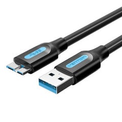 USB 3.0 A male to Micro-B male cable Vention COPBI 3m Black PVC цена и информация | Кабели и провода | pigu.lt