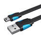 Vention VAS-A14-B050, Flat USB 2.0 A to Mini 5-pin cable 0.5m цена и информация | Kabeliai ir laidai | pigu.lt