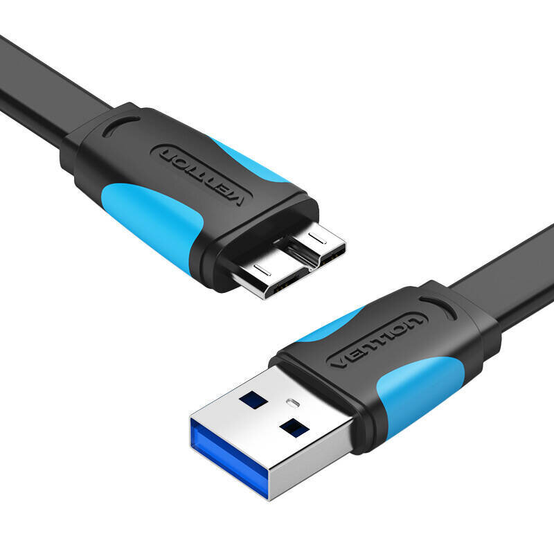 Vention VAS-A12-B025, Flat USB 3.0 A to Micro-B, 0.25m kaina ir informacija | Kabeliai ir laidai | pigu.lt