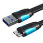 Vention VAS-A12-B100, Flat USB 3.0 A to Micro-B, 1m kaina ir informacija | Kabeliai ir laidai | pigu.lt