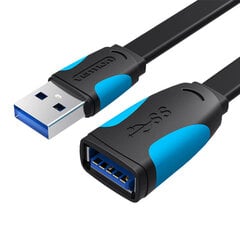 Flat USB 3.0 extender Vention VAS-A13-B200 2m Black цена и информация | Кабели и провода | pigu.lt