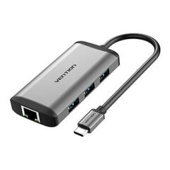 USB-C Docking Station to HDMI, 3x USB3.0, RJ45, PD 0.15m Vention CNCHB, gray цена и информация | Адаптеры, USB-разветвители | pigu.lt