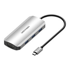 USB-C Docking Station to HDMI, VGA, 3x USB 3.0, PD 0.15m Vention TOIHB (gray) цена и информация | Адаптеры, USB-разветвители | pigu.lt