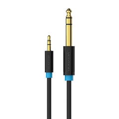 3.5mm TRS Male to 6.35mm Male Audio Cable 3m Vention BABBI (black) цена и информация | Кабели и провода | pigu.lt