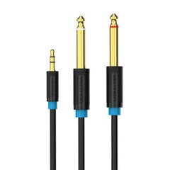 3.5mm TRS Male to 2x 6.35mm Male Audio Cable 1m Vention BACBF (black) цена и информация | Кабели и провода | pigu.lt