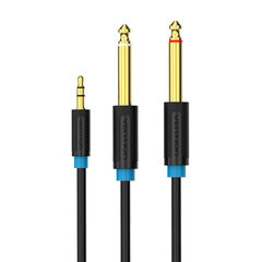 3.5mm TRS Male to 2x 6.35mm Male Audio Cable 1.5m Vention BACBG (black) цена и информация | Кабели и провода | pigu.lt