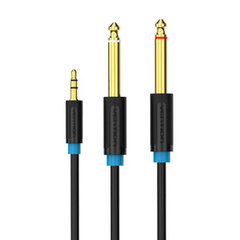 3.5mm TRS Male to 2x 6.35mm Male Audio Cable 1.5m Vention BACBG (black) цена и информация | Кабели и провода | pigu.lt