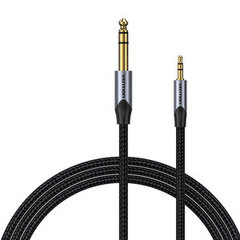 3.5mm TRS Male to 6.35mm Male Audio Cable 1m Vention BAUHF Gray цена и информация | Кабели и провода | pigu.lt