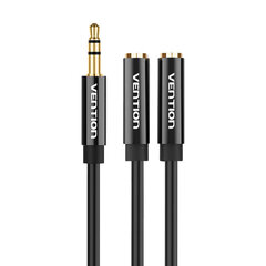 2x 3.5mm Male to 4-Pole Female 3.5mm Audio Cable 0.3m Vention BBTBY Black цена и информация | Кабели и провода | pigu.lt