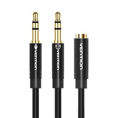 2x 3.5mm Audio Cable 0.3m Vention BBUBY Black цена и информация | Кабели и провода | pigu.lt