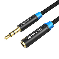 Braided 3.5mm Audio Extender 1.5m Vention VAB-B06-B150-M Black цена и информация | Кабели и провода | pigu.lt
