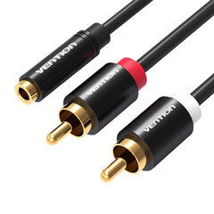 Vention VAB-R01-B100,3.5mm Female to 2x RCA Male, 1m цена и информация | Кабели и провода | pigu.lt