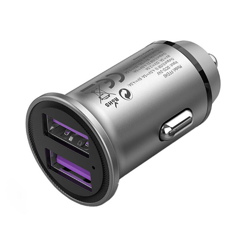 Automobilinis įkroviklis Vention FFEH0 USB, pilkas kaina ir informacija | Automobilių 12V el. priedai | pigu.lt