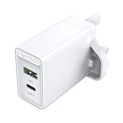 USB(A+C) Wall Charger Vention FBBW0-UK (18W|20W) UK White цена и информация | Зарядные устройства для телефонов | pigu.lt
