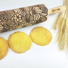 Algis Crafts graviruotas medinis kočėlas sausainiams ir keramikai Aguonos kaina ir informacija | Virtuvės įrankiai | pigu.lt