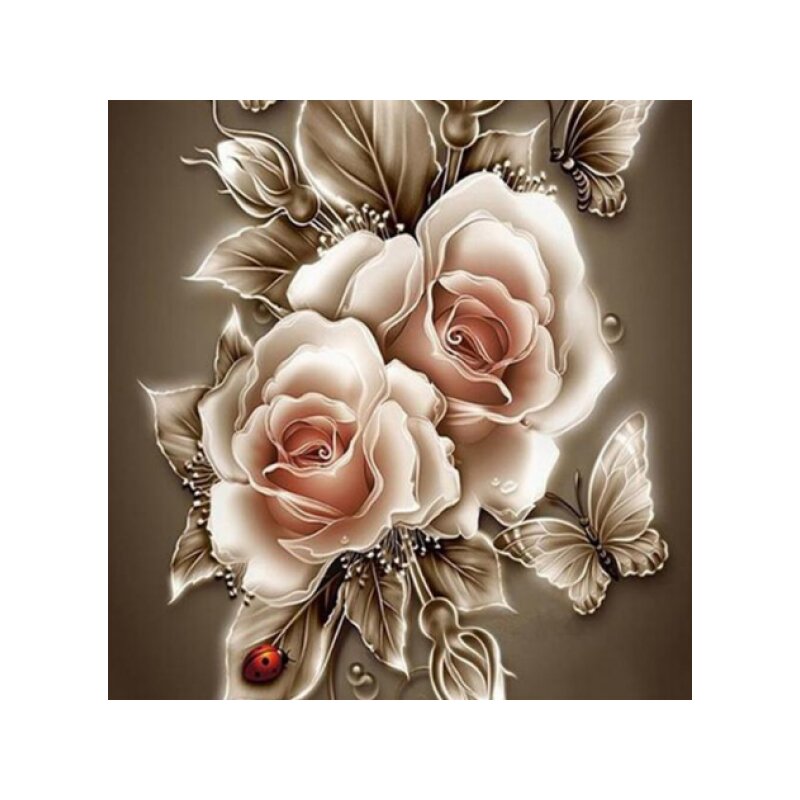 Deimantinės mozaikos rinkinys Rožės su drugeliais 35x35 cm цена и информация | Deimantinės mozaikos | pigu.lt