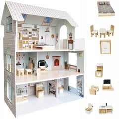 Трехэтажный деревянный кукольный домик цена и информация | Игрушки для девочек | pigu.lt