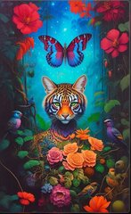 Deimantinė mozaika Tigras ir drugelis, 30x50 cm kaina ir informacija | Deimantinės mozaikos | pigu.lt