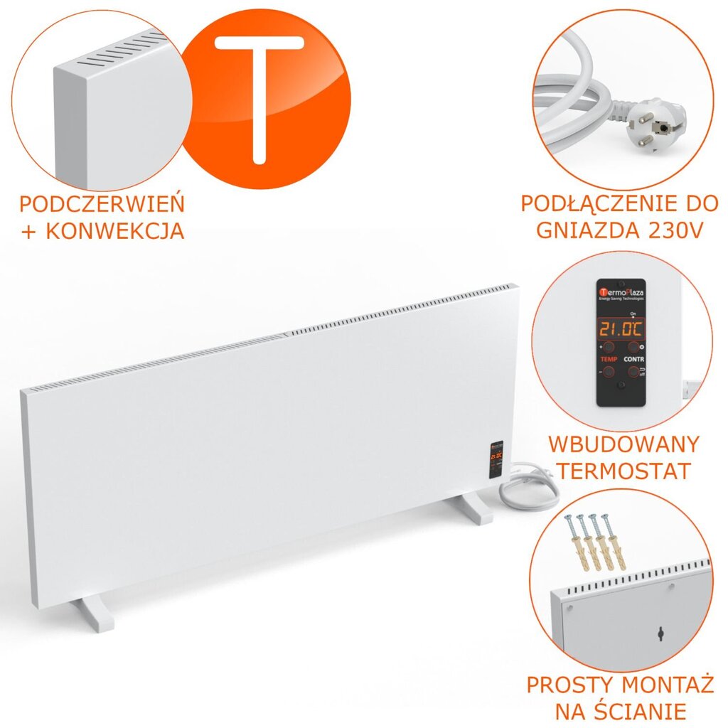 Šildytuvas Termoplaza STP 900, 110x68 cm, baltas kaina ir informacija | Šildytuvai | pigu.lt