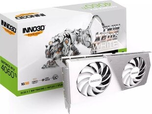 Inno3D GeForce RTX 4060 Ti Twin X2 OC White (N406T2-16D6X-178055W) kaina ir informacija | Vaizdo plokštės (GPU) | pigu.lt