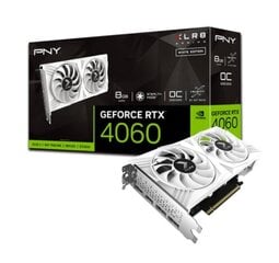 PNY GeForce RTX 4060 OC XLR8 Verto DF White Edition (VCG40608DFWXPB1-O) kaina ir informacija | Vaizdo plokštės (GPU) | pigu.lt